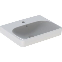 Geberit Smyle Square lavabo: B=55cm, T=44cm, Batarya deliği=Orta, Taşma deliği=Görünür, Beyaz - 1