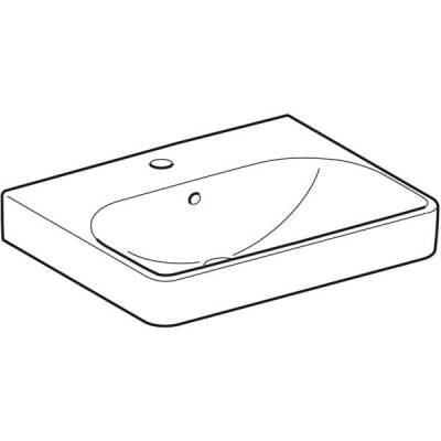 Geberit Smyle Square lavabo: B=55cm, T=44cm, Batarya deliği=Orta, Taşma deliği=Görünür, Beyaz - 2