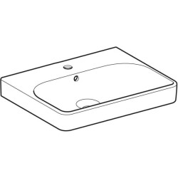 Geberit Smyle Square lavabo: B=60cm, T=48cm, Batarya deliği=Orta, Taşma deliği=Görünür, Beyaz - 2