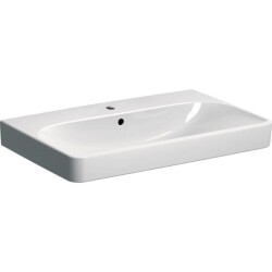 Geberit Smyle Square lavabo: B=75cm, T=48cm, Batarya deliği=Orta, Taşma deliği=Görünür, Beyaz - 1