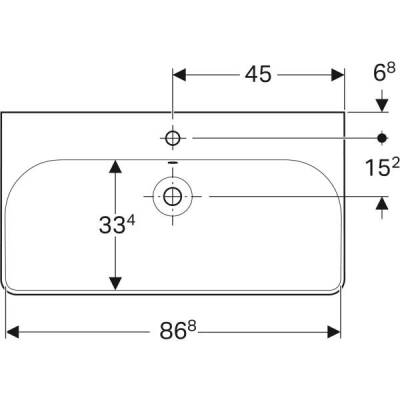 Geberit Smyle Square lavabo: B=90cm, T=48cm, Batarya deliği=Orta, Taşma deliği=Görünür, Beyaz - 3