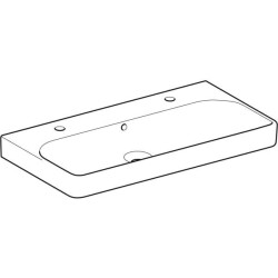 Geberit Smyle Square lavabo: B=90cm, T=48cm, Batarya deliği=Sol ve sağ, Taşma deliği=Görünür, Beyaz - 2