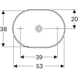 Geberit VariForm eliptik çanak lavabo: B=55cm, T=40cm, Batarya deliği=Yok, Taşma deliği=Yok, Beyaz - 3