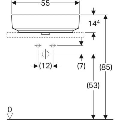 Geberit VariForm eliptik çanak lavabo: B=55cm, T=40cm, Batarya deliği=Yok, Taşma deliği=Yok, Beyaz - 4