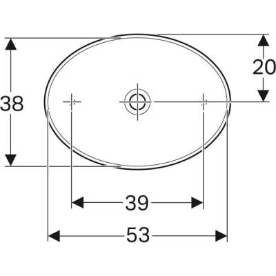 Geberit VariForm oval çanak lavabo: B=55cm, T=40cm, Batarya deliği=Yok, Taşma deliği=Yok, Beyaz - 3