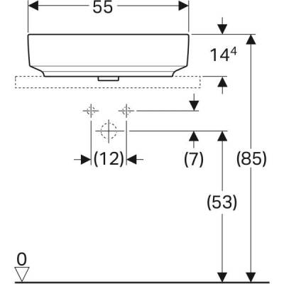 Geberit VariForm oval çanak lavabo: B=55cm, T=40cm, Batarya deliği=Yok, Taşma deliği=Yok, Beyaz - 4