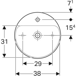 Geberit VariForm yuvarlak çanak lavabo, batarya banklı: D=45cm, Batarya deliği=Orta, Taşma deliği=Yok, Beyaz - 3