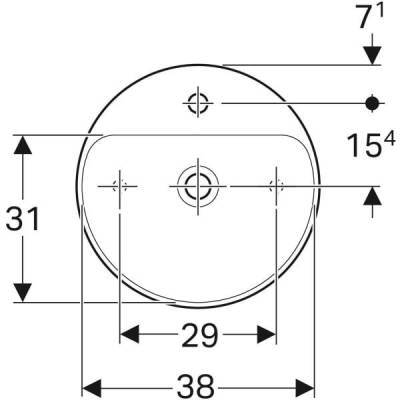 Geberit VariForm yuvarlak çanak lavabo, batarya banklı: D=45cm, Batarya deliği=Orta, Taşma deliği=Yok, Beyaz - 3