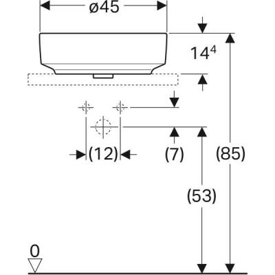 Geberit VariForm yuvarlak çanak lavabo, batarya banklı: D=45cm, Batarya deliği=Orta, Taşma deliği=Yok, Beyaz - 4