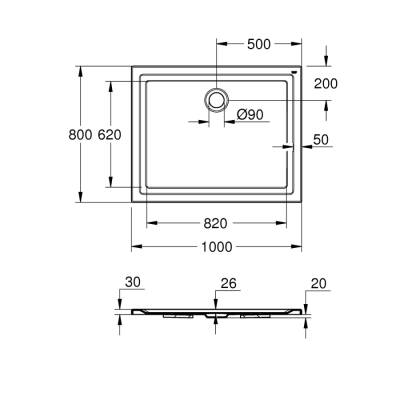 Grohe Akrilik Duş Teknesi 800 X 1000 - 39306000 - 2