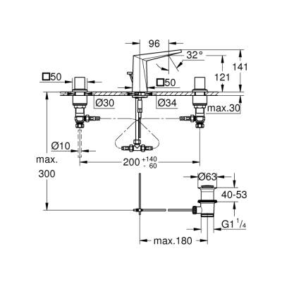 Grohe Allure Brilliant 3 Delikli Lavabo Bataryası 1/2' S-Boyut - 20342000 - 2