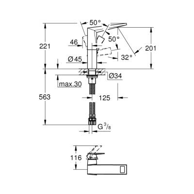 Grohe Allure Brilliant Tek Kumandalı Lavabo Bataryası 1/2' L-Boyut - 23112000 - 2