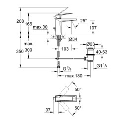 Grohe Allure Brilliant Tek Kumandalı Lavabo Bataryası M-Boyut - 23029Al0 - 2