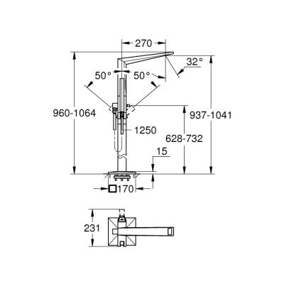 Grohe Allure Brilliant Yerden Küvet Bataryası - 23119Al0 - 2