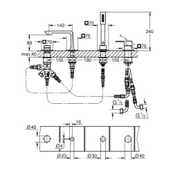 Grohe Allure Dört Delikli Küvet Bataryası - 19316DL1 - 2