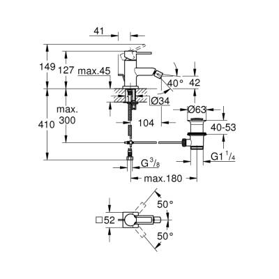 Grohe Allure Tek Kumandalı Bide Bataryası 1/2' M-Boyut - 32147000 - 2