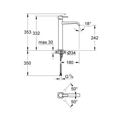 Grohe Allure Tek Kumandalı Lavabo Bataryası Xl-Boyut - 23403000 - 2