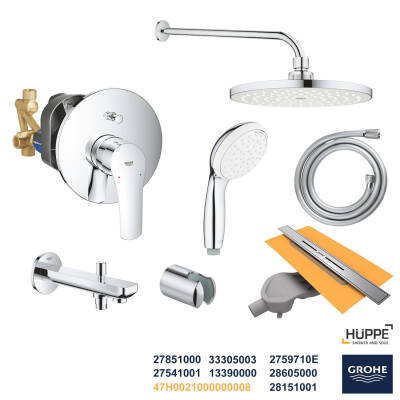 Grohe Ankastre Banyo Duş Seti + Hüppe Galata X Duş Kanalı -12 - 1