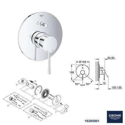 Grohe Ankastre Banyo Duş Seti + Hüppe Galata X Duş Kanalı -4 - 4