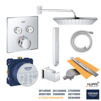 Grohe Ankastre Banyo Duş Seti + Hüppe Galata X Duş Kanalı -7 - 1