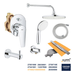 Grohe Ankastre Banyo Duş Seti + Hüppe Galata X Duş Kanalı -8 - 1