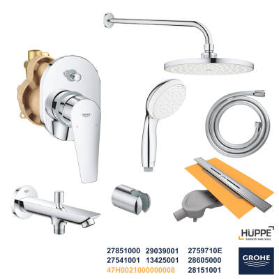 Grohe Ankastre Banyo Duş Seti + Hüppe Galata X Duş Kanalı -9 - 1