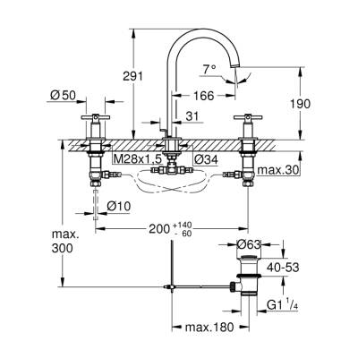 Grohe Atrio 3 Delikli Lavabo Bataryası 1/2' M-Boyut - 20008Al3 - 2