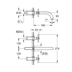 Grohe Atrio 3 Delikli Lavabo Bataryası - 20164Al3 - 2