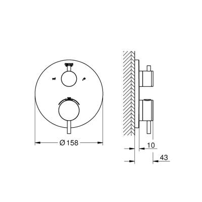 Grohe Atrio Çift Yönlü Ankastre Termostatik Banyo Bataryası - 24138Al3 - 2