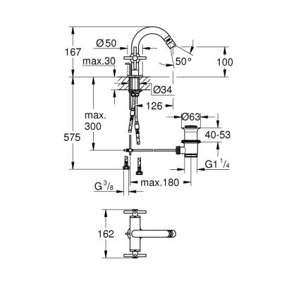 Grohe Atrio Tek Delikli Bide Bataryası 1/2' M-Boyut - 24027003 - 2