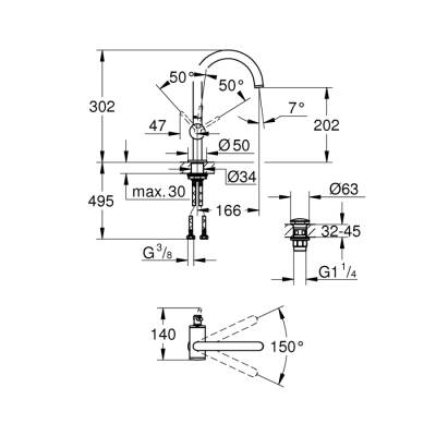 Grohe Atrio Tek Kumandalı Lavabo Bataryası 1/2' L-Boyut - 32042003 - 2