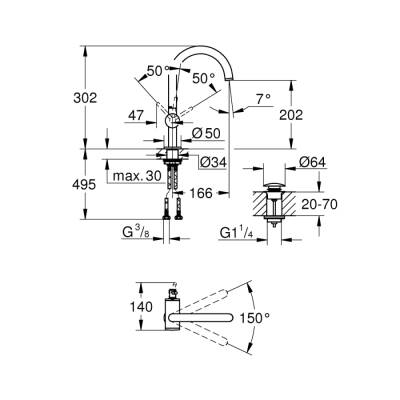 Grohe Atrio Tek Kumandalı Lavabo Bataryası 1/2' L-Boyut - 32042Al3 - 2