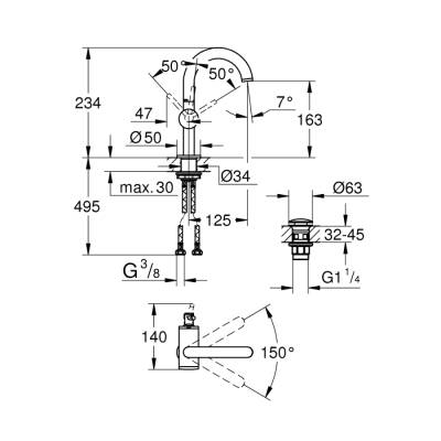 Grohe Atrio Tek Kumandalı Lavabo Bataryası M-Boyut - 32043Gl3 - 2