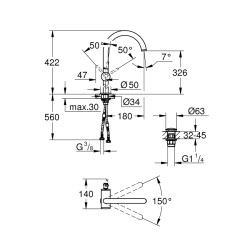 Grohe Atrio Tek Kumandalı Lavabo Bataryası Xl-Boyut - 32647003 - 2