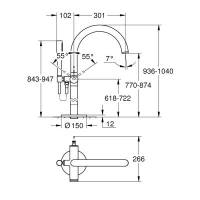 Grohe Atrio Tek Kumandalı Yerden Küvet Bataryası - 32653003 - 2