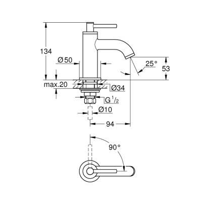 Grohe Atrio Tek Su Girişli Batarya 1/2' Xs-Boyut - 20021Al3 - 2