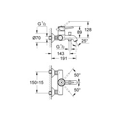 Grohe Bauclassic Tek Kumandalı Banyo Bataryası - 32865000 - 2