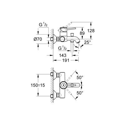 Grohe Bauclassic Tek Kumandalı Banyo Bataryası - 32865000 - 2