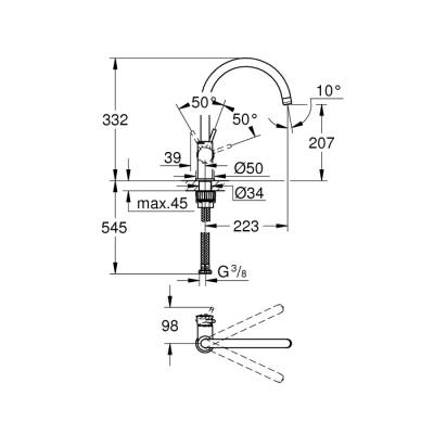 Grohe Bauclassic Tek Kumandalı Eviye Bataryası - 31535001 - 2