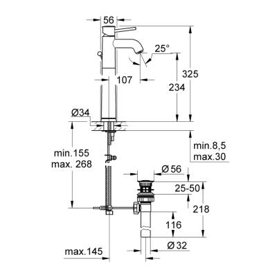 Grohe Bauclassic Tek Kumandalı Lavabo Bataryası - 32868000 - 2