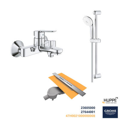 Grohe BauEdge Banyo Bataryası Seti + Hüppe Galata X Duş Kanalı -23 - 1