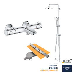 Grohe BauEdge Banyo Bataryası Seti + Hüppe Galata X Duş Kanalı -24 - 1