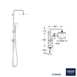 Grohe BauEdge Banyo Bataryası Seti + Hüppe Galata X Duş Kanalı -24 - 3