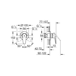 Grohe Bauedge Tek Kumandalı Duş Bataryası - 29040001 - 2