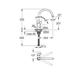 Grohe Bauedge Tek Kumandalı Eviye Bataryası - 31367001 - 2