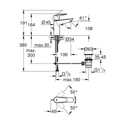 Grohe Bauedge Tek Kumandalı Lavabo Bataryası M-Boyut - 23758001 - 2