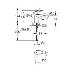 Grohe Bauedge Tek Kumandalı Lavabo Bataryası S - Boyut - 24193001 - 2