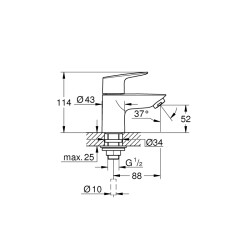 Grohe Bauedge Tek Su Girişli Batarya 1/2' Xs-Boyut - 20421001 - 1