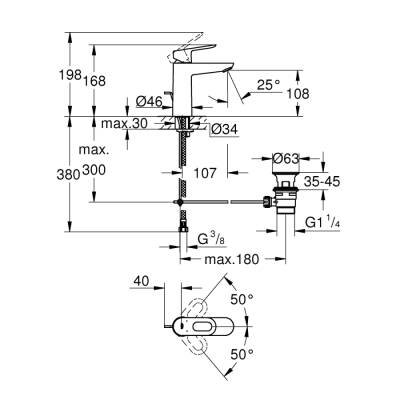 Grohe Bauloop Tek Kumandalı Lavabo Bataryası M-Boyut - 23762000 - 2