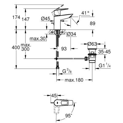 Grohe Bauloop Tek Kumandalı Lavabo Bataryası S - Boyut - 22054001 - 2